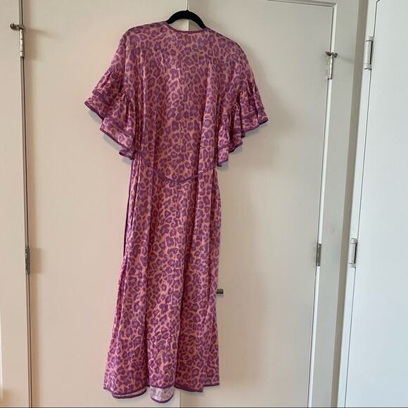 Zimmermann Teddy Ruffle Drawstring Belted Leopard Animal Print Midi Dress - Picture 9 of 10